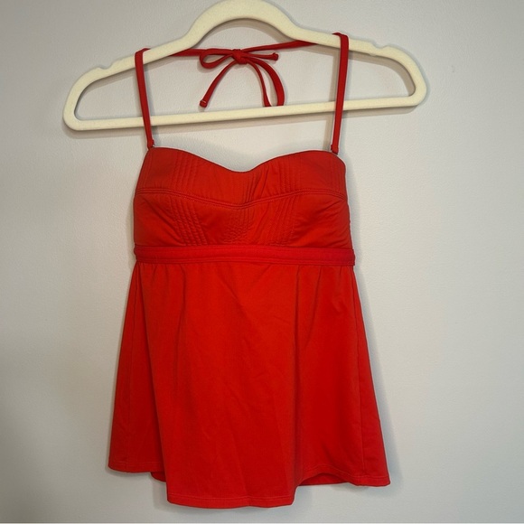 Athleta Vibrant Red Bandeau Tankini Swimwear Top Removable Straps Size Small - Picture 2 of 6